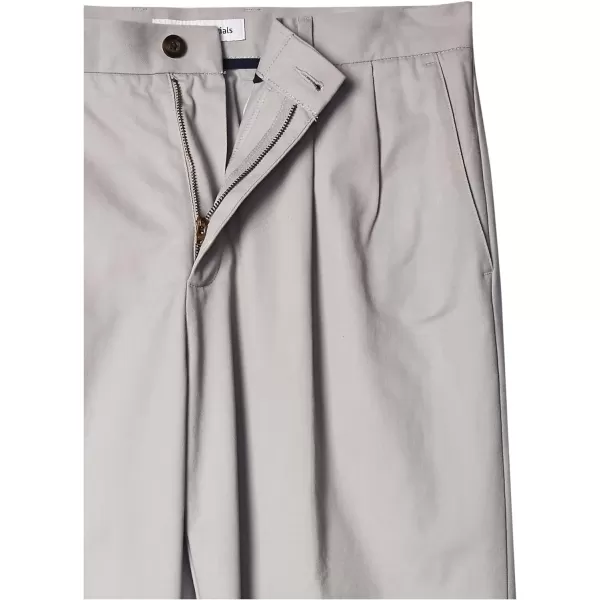 Amazon Essentials Mens ClassicFit WrinkleResistant Pleated Chino Pant Available in Big  TallLight Grey