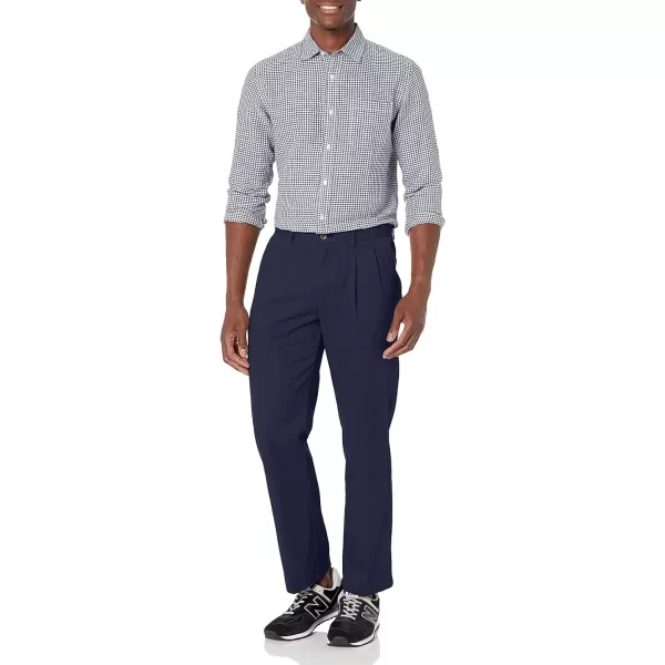 Amazon Essentials Mens ClassicFit WrinkleResistant Pleated Chino Pant Available in Big  TallNavy