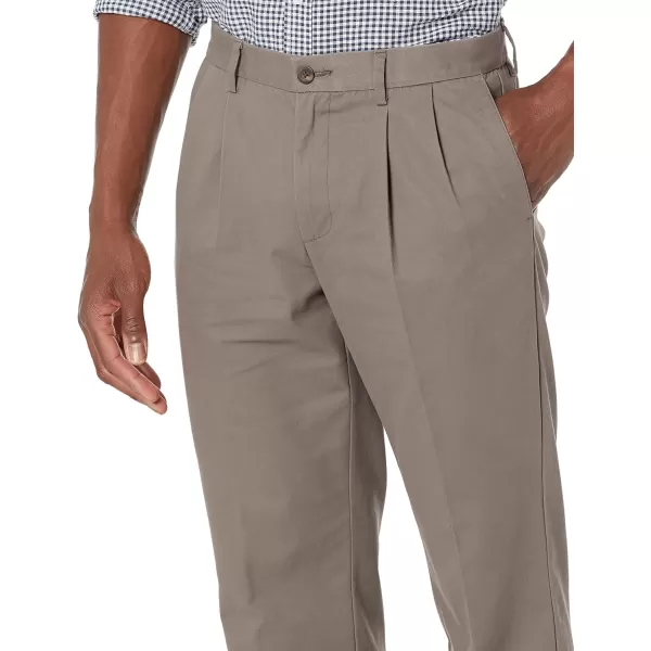 Amazon Essentials Mens ClassicFit WrinkleResistant Pleated Chino Pant Available in Big  TallTaupe