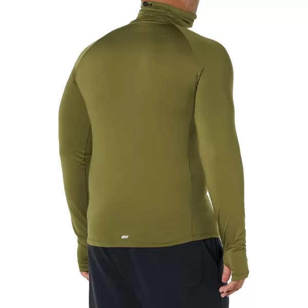 Amazon Essentials Mens Control Tech LongSleeve Masked Running TopDark Olive