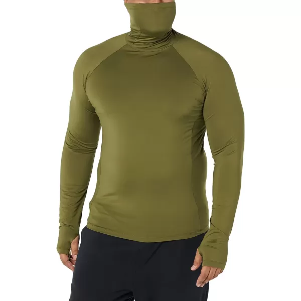 Amazon Essentials Mens Control Tech LongSleeve Masked Running TopDark Olive