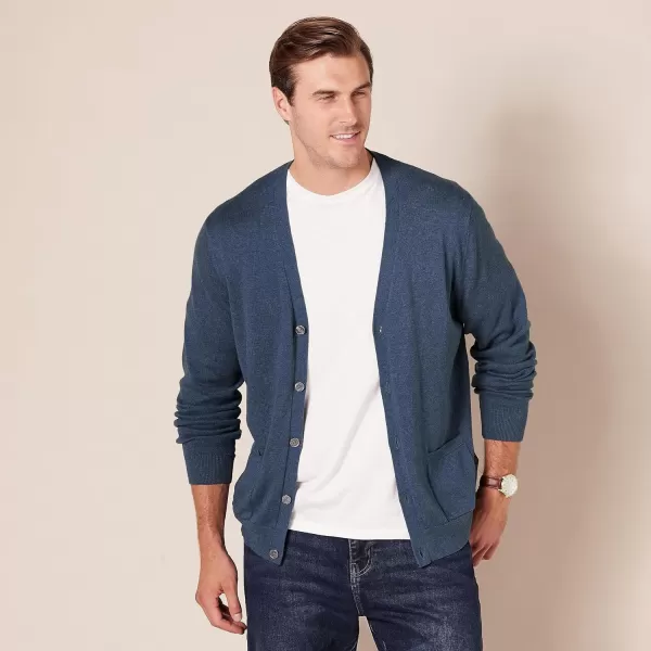 Amazon Essentials Mens Cotton Cardigan SweaterBlue Heather
