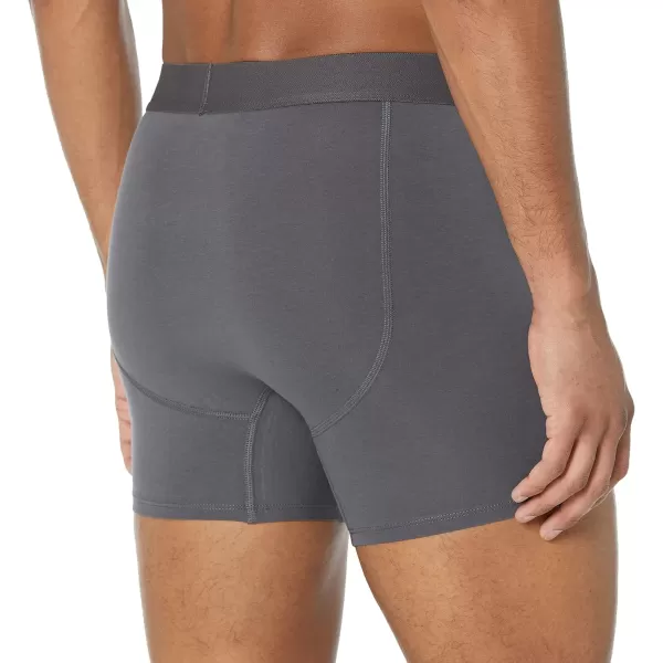 Amazon Essentials Mens Cotton Jersey Boxer Brief Available in Big amp Tall Pack of 5Grey HeatherCharcoal Mix