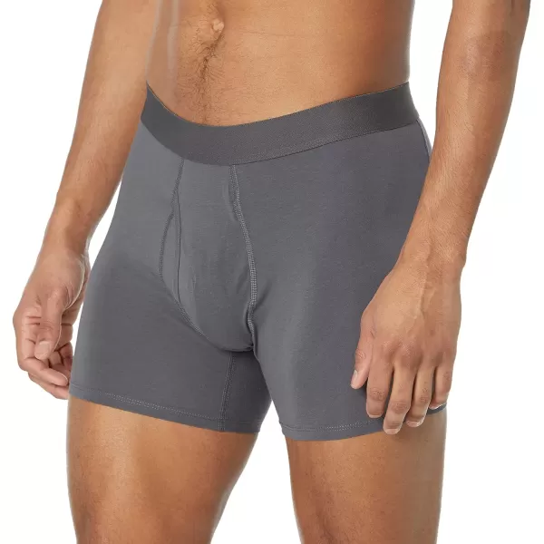 Amazon Essentials Mens Cotton Jersey Boxer Brief Available in Big amp Tall Pack of 5Grey HeatherCharcoal Mix