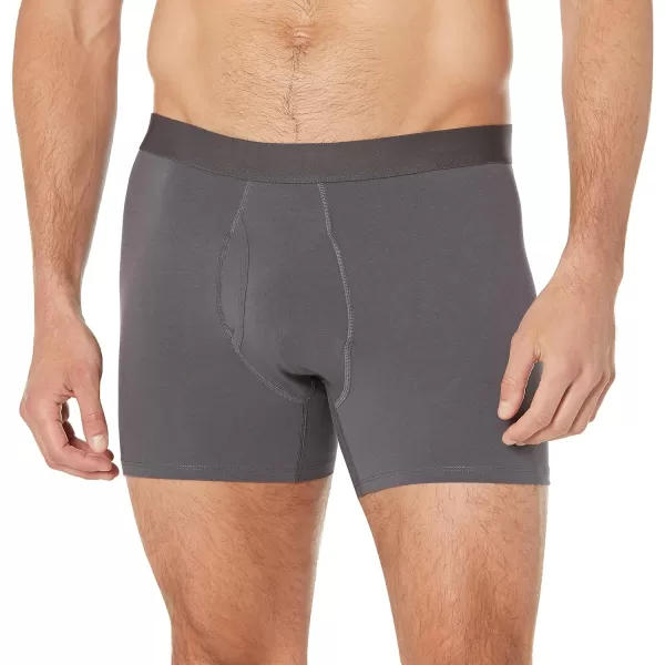 Amazon Essentials Mens Cotton Jersey Boxer Brief Available in Big amp Tall Pack of 5Grey HeatherCharcoal Mix