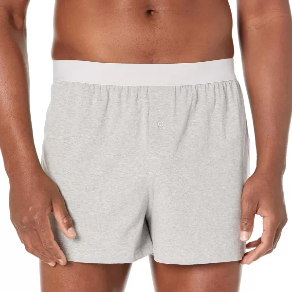 Amazon Essentials Mens Cotton Jersey Boxer Short Available in Big amp Tall Pack of 5BlackGrey HeatherNavy