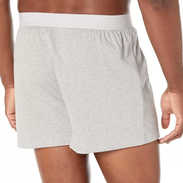 Amazon Essentials Mens Cotton Jersey Boxer Short Available in Big amp Tall Pack of 5BlackGrey HeatherNavy