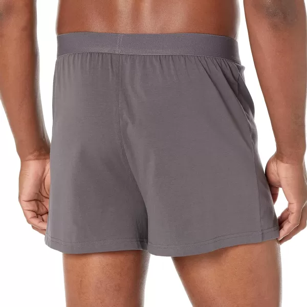 Amazon Essentials Mens Cotton Jersey Boxer Short Available in Big amp Tall Pack of 5Grey HeatherCharcoal Mix