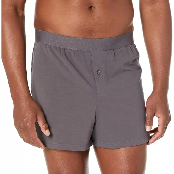 Amazon Essentials Mens Cotton Jersey Boxer Short Available in Big amp Tall Pack of 5Grey HeatherCharcoal Mix