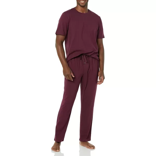 Amazon Essentials Mens Cotton Modal Pajama SetDark Burgundy