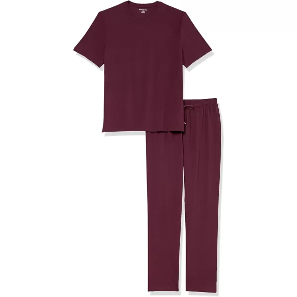 Amazon Essentials Mens Cotton Modal Pajama SetDark Burgundy