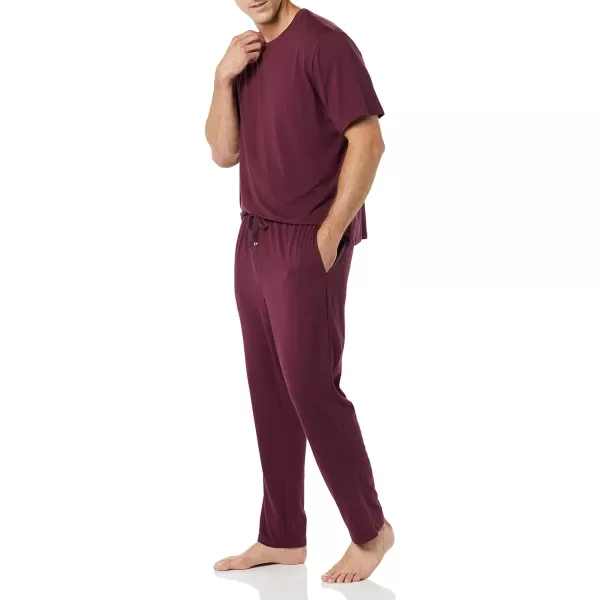 Amazon Essentials Mens Cotton Modal Pajama SetDark Burgundy