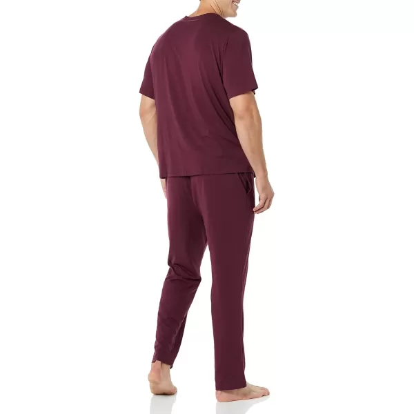 Amazon Essentials Mens Cotton Modal Pajama SetDark Burgundy