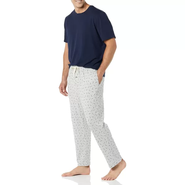 Amazon Essentials Mens Cotton Modal Pajama SetGrey PuffinNavy