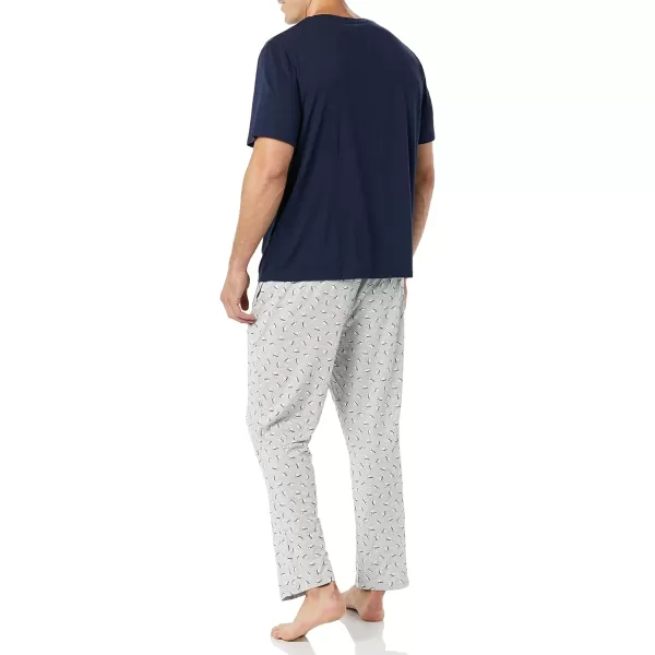 Amazon Essentials Mens Cotton Modal Pajama SetGrey PuffinNavy