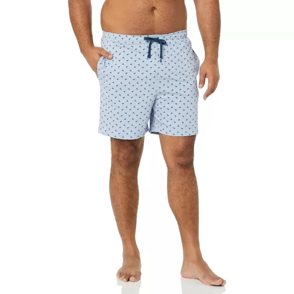 Amazon Essentials Mens Cotton Pajama Shorts Pack of 2BlueIndigo Flamingo