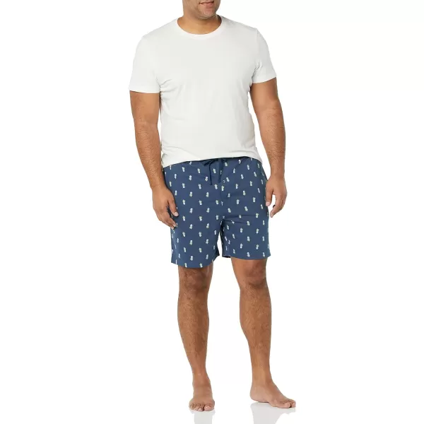 Amazon Essentials Mens Cotton Pajama Shorts Pack of 2Grey HeatherIndigo Pineapple