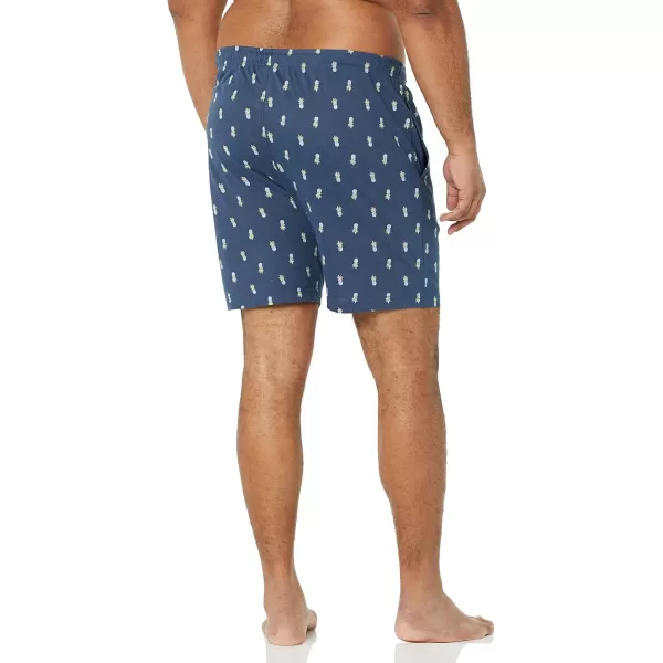 Amazon Essentials Mens Cotton Pajama Shorts Pack of 2Grey HeatherIndigo Pineapple