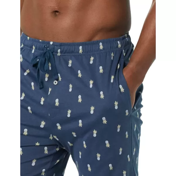 Amazon Essentials Mens Cotton Pajama Shorts Pack of 2Grey HeatherIndigo Pineapple