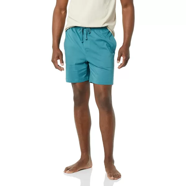 Amazon Essentials Mens Cotton Pajama Shorts Pack of 2Light Blue HeatherDark Turquoise Green