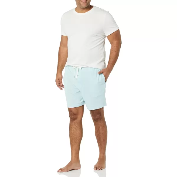 Amazon Essentials Mens Cotton Pajama Shorts Pack of 2Light Blue HeatherDark Turquoise Green