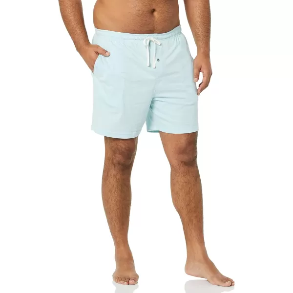 Amazon Essentials Mens Cotton Pajama Shorts Pack of 2Light Blue HeatherDark Turquoise Green