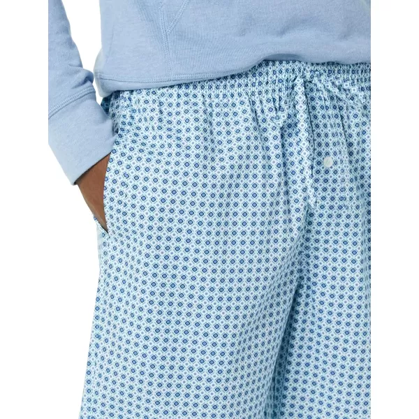 Amazon Essentials Mens Cotton Poplin FullLength Pajama Bottoms Pack of 2Blue Geo PrintIndigo