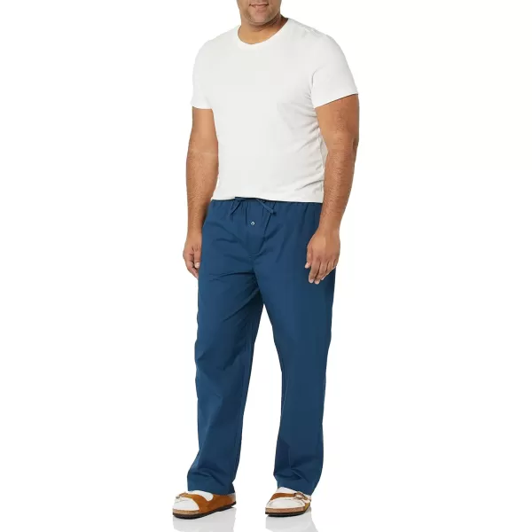 Amazon Essentials Mens Cotton Poplin FullLength Pajama Bottoms Pack of 2Blue Geo PrintIndigo