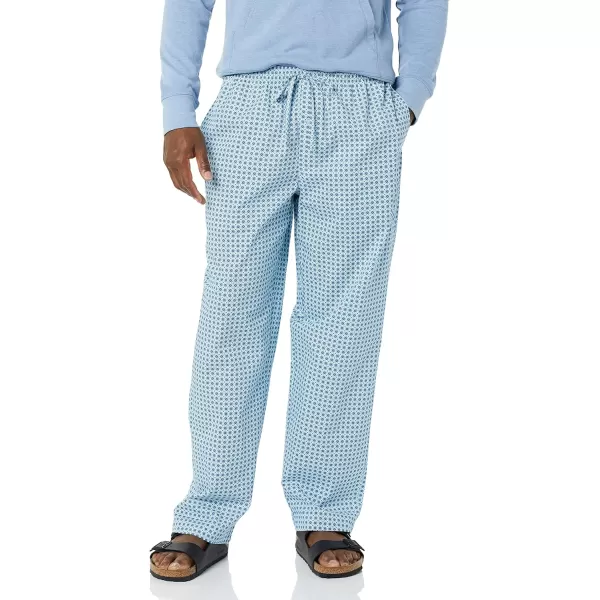 Amazon Essentials Mens Cotton Poplin FullLength Pajama Bottoms Pack of 2Blue Geo PrintIndigo