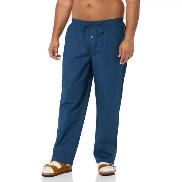 Amazon Essentials Mens Cotton Poplin FullLength Pajama Bottoms Pack of 2Blue Geo PrintIndigo