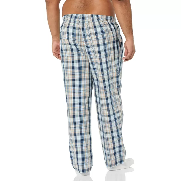 Amazon Essentials Mens Cotton Poplin FullLength Pajama Bottoms Pack of 2Dusty BlueNavy Plaid