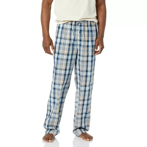 Amazon Essentials Mens Cotton Poplin FullLength Pajama Bottoms Pack of 2Dusty BlueNavy Plaid