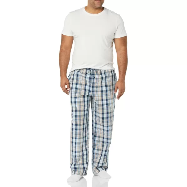 Amazon Essentials Mens Cotton Poplin FullLength Pajama Bottoms Pack of 2Dusty BlueNavy Plaid