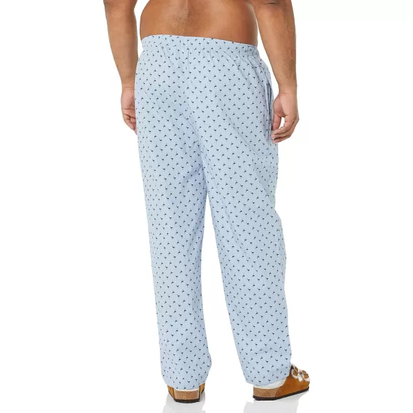 Amazon Essentials Mens Cotton Poplin FullLength Pajama Bottoms Pack of 2Ice Blue FlamingoIndigo