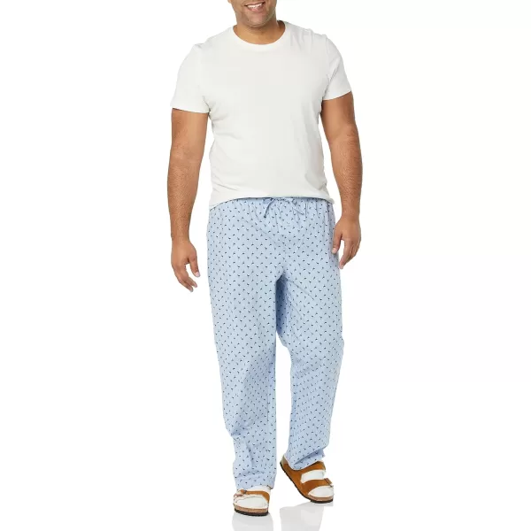 Amazon Essentials Mens Cotton Poplin FullLength Pajama Bottoms Pack of 2Ice Blue FlamingoIndigo