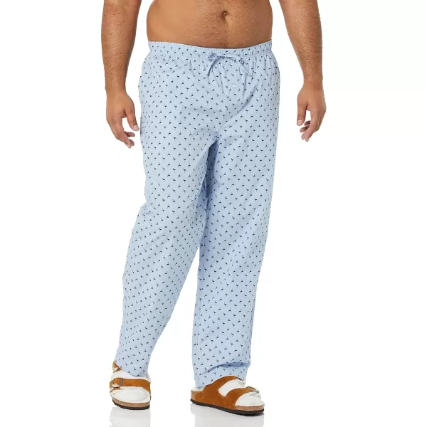 Amazon Essentials Mens Cotton Poplin FullLength Pajama Bottoms Pack of 2Ice Blue FlamingoIndigo