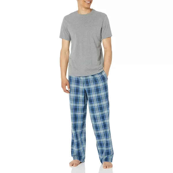 Amazon Essentials Mens Cotton Poplin FullLength Pajama Bottoms Pack of 2Navy Plaid