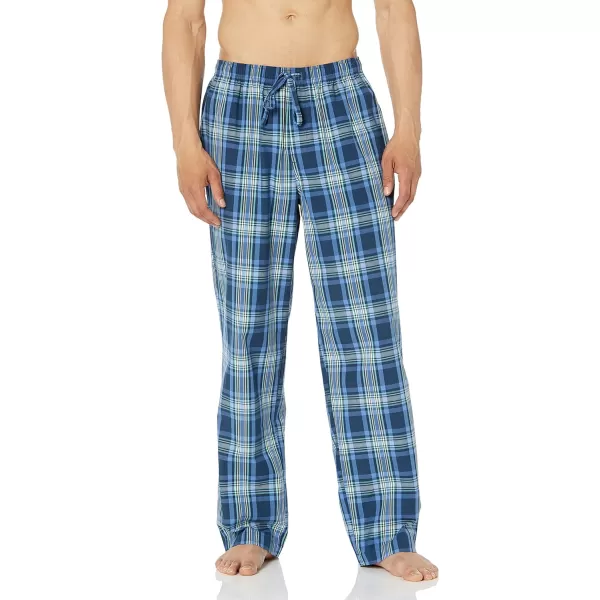 Amazon Essentials Mens Cotton Poplin FullLength Pajama Bottoms Pack of 2Navy Plaid