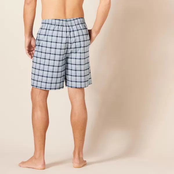 Amazon Essentials Mens Cotton Poplin Pajama Shorts Pack of 2BlackPlaid