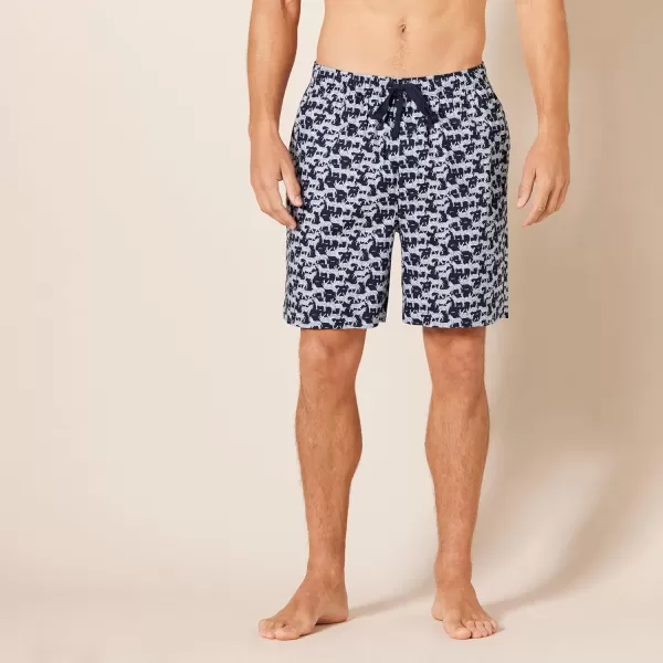 Amazon Essentials Mens Cotton Poplin Pajama Shorts Pack of 2Dusty BlueZebra