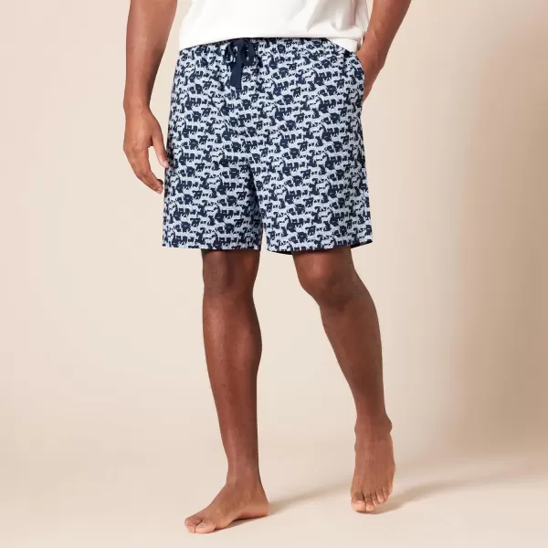 Amazon Essentials Mens Cotton Poplin Pajama Shorts Pack of 2Dusty BlueZebra