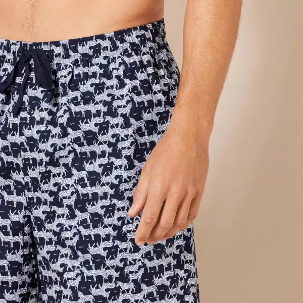 Amazon Essentials Mens Cotton Poplin Pajama Shorts Pack of 2Dusty BlueZebra