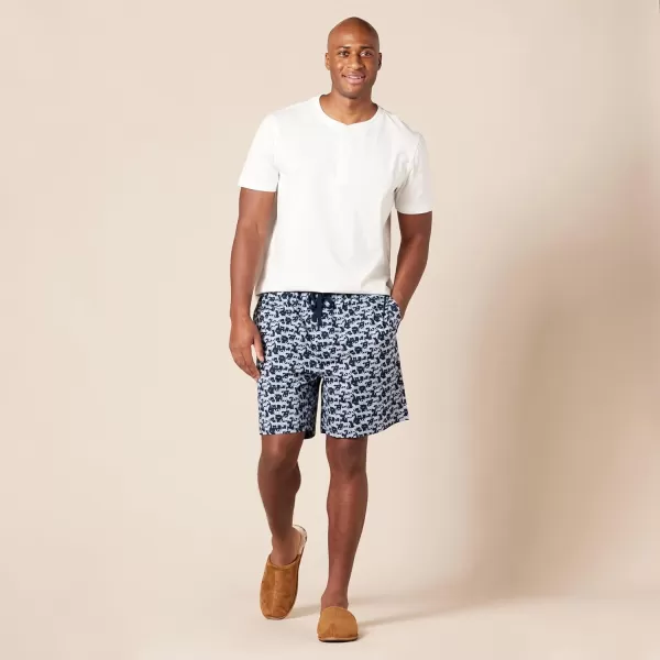 Amazon Essentials Mens Cotton Poplin Pajama Shorts Pack of 2Dusty BlueZebra