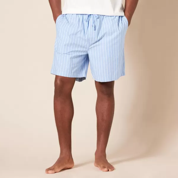 Amazon Essentials Mens Cotton Poplin Pajama Shorts Pack of 2IndigoStripe