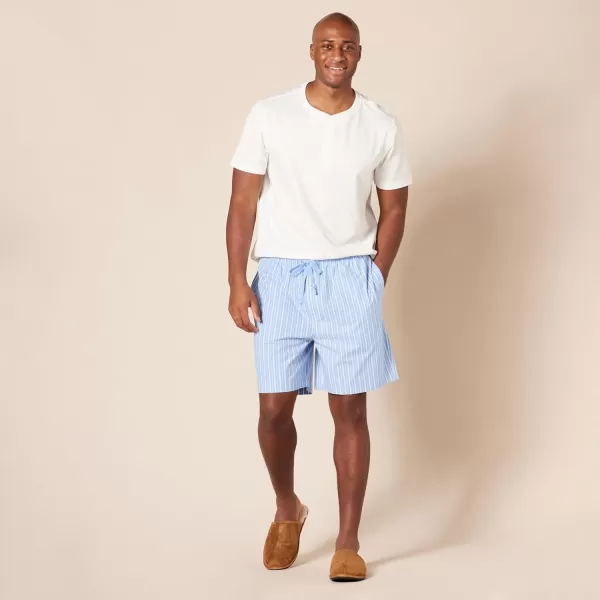 Amazon Essentials Mens Cotton Poplin Pajama Shorts Pack of 2IndigoStripe