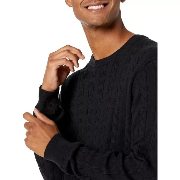 Amazon Essentials Mens Crewneck Cable Cotton SweaterBlack