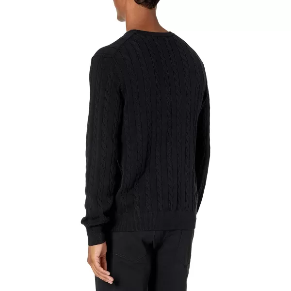 Amazon Essentials Mens Crewneck Cable Cotton SweaterBlack