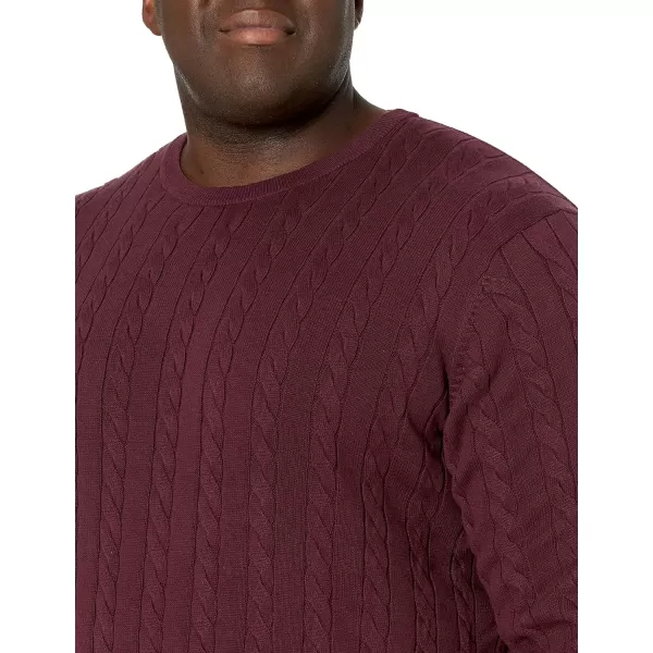 Amazon Essentials Mens Crewneck Cable Cotton SweaterBurgundy