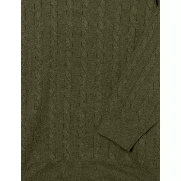 Amazon Essentials Mens Crewneck Cable Cotton SweaterOlive Heather