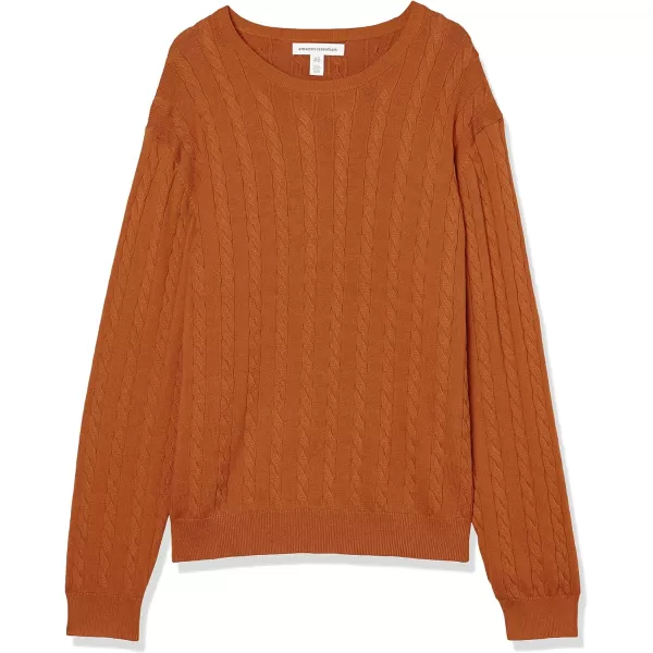Amazon Essentials Mens Crewneck Cable Cotton SweaterRust